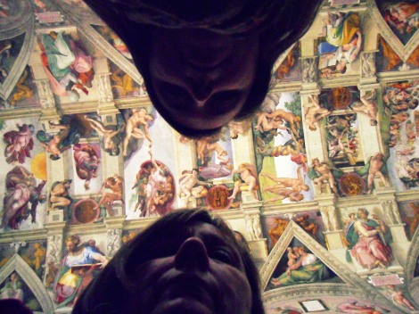 Secret photo we snapped in the Sistine Chapel. Notice "The Creation."